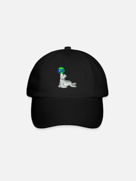 Seehund Erdkugel - Baseballkappe - Schwarz/Schwarz
