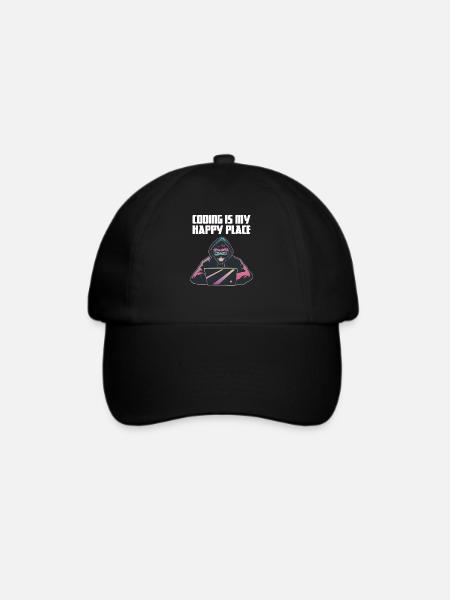 Coding is my happy place - Baseballkappe - Schwarz/Schwarz