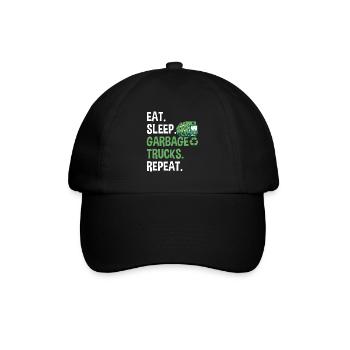 Müllwagen Mülltag Müllabfuhr - Baseballkappe - Schwarz/Schwarz - Vorne