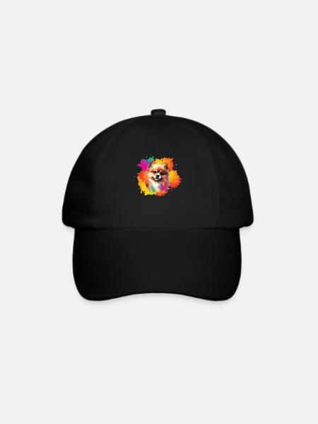 Pomeranian Zwergspitz Hund Hündchen - Baseballkappe - Schwarz/Schwarz