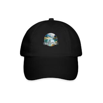 Trout Fly Fishing in the River - Retro Fly Fishing - Baseballkappe - Schwarz/Schwarz - Vorne