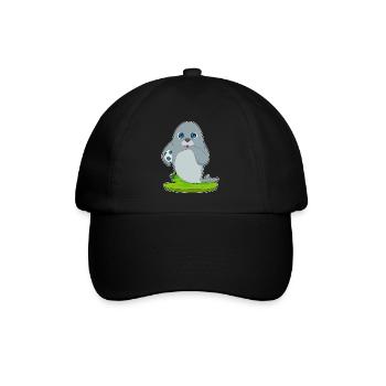 Seehund Fußballspieler Fußball - Baseballkappe - Schwarz/Schwarz - Vorne