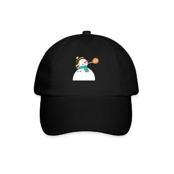 Schneemann als Glasbläser - Weihnachten - Baseballkappe - Schwarz/Schwarz - Vorne