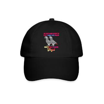 Graupapageien Ja, bei mir piept´s Vogelliebhaber - Baseballkappe - Schwarz/Schwarz - Vorne