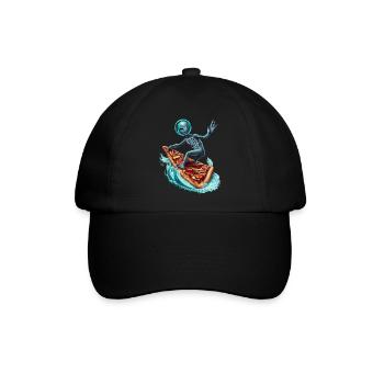 Pizza Surfer Alien - Baseballkappe - Schwarz/Schwarz - Vorne