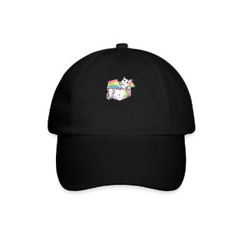 Haustierliebhaber LGBT Lesbisch Homosexuell Katze Stolz Regenbogen Wortspiel - Baseballkappe - Schwarz/Schwarz - Vorne