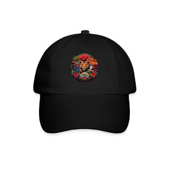 Tiger im Dschungel - Baseballkappe - Schwarz/Schwarz - Vorne