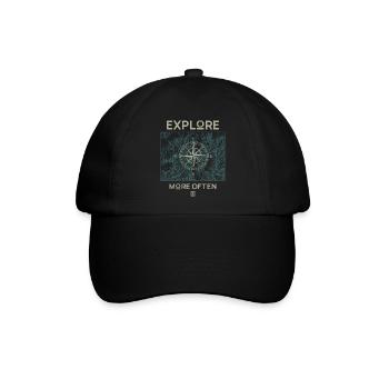 Explore More Often - Baseballkappe - Schwarz/Schwarz - Vorne