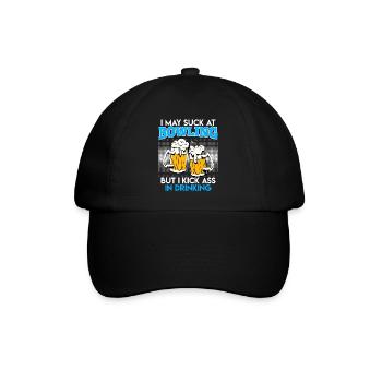 Bowler Suck in Bowling Kick Ass in Drinking - Baseballkappe - Schwarz/Schwarz - Vorne