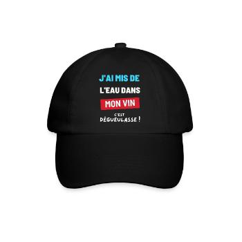 Wasser in meinem Wein. Humor Geburtstagsgeschenk Party - Baseballkappe - Schwarz/Schwarz - Vorne