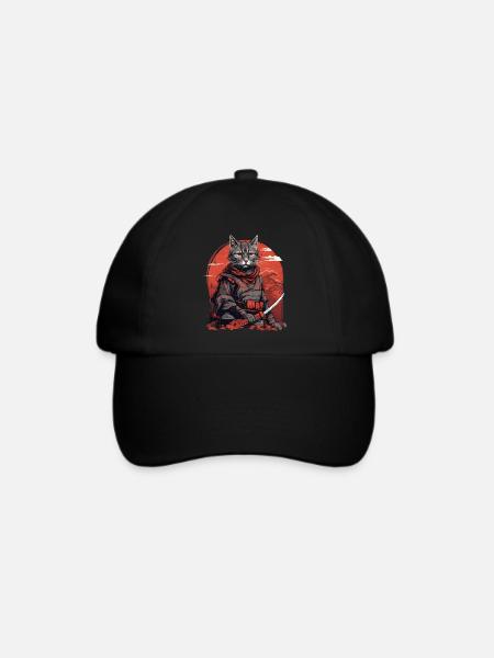 Samurai Katze Japan - Baseballkappe - Schwarz/Schwarz