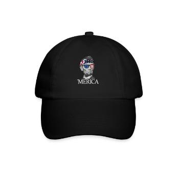 Merica Abe Lincoln Patriotisch 4. Juli Lincoln - Baseballkappe - Schwarz/Schwarz - Vorne