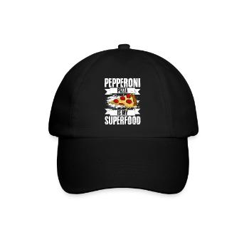 Pepperoni Pizza Funny Superfood Pizza Eating For - Baseballkappe - Schwarz/Schwarz - Vorne