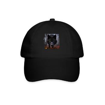Wölfe realistic Wolf - Baseballkappe - Schwarz/Schwarz - Vorne