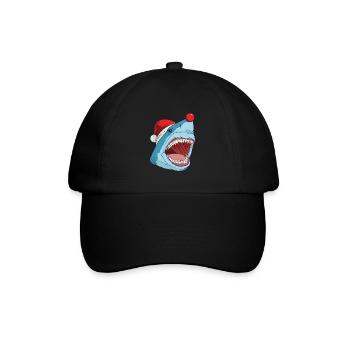 Megalodon Hai Weihnachtsmütze roter Nase - Baseballkappe - Schwarz/Schwarz - Vorne