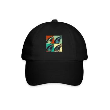 Megalodon Pop Up Retro - Megalodon-Hai - Baseballkappe - Schwarz/Schwarz - Vorne