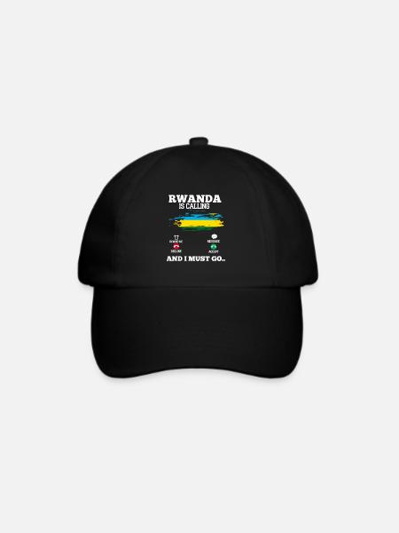Rwanda - Baseballkappe - Schwarz/Schwarz