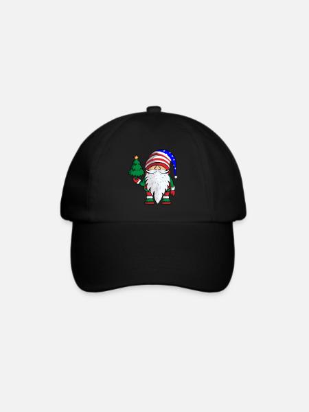 Weihnachtsmann Gnom USA Flagge Frohe Weihnachten - Baseballkappe - Schwarz/Schwarz