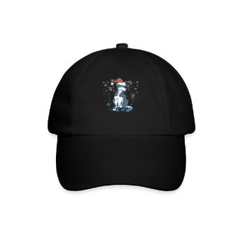 Siberian Husky Weihnachtsmann Weihnachtsbaum Licht - Baseballkappe - Schwarz/Schwarz - Vorne