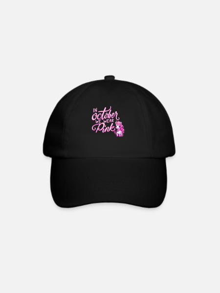 Brustkrebs Oktober Rosa Einhornband - Baseballkappe - Schwarz/Schwarz