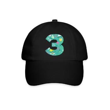 Personalisierte Geburtstagsnummer 3 - Baseballkappe - Schwarz/Schwarz - Vorne