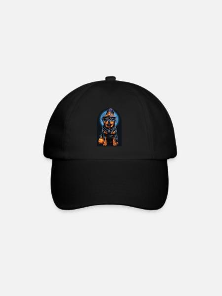 Rottweiler With Witch Hat Halloween Rottweiler - Baseballkappe - Schwarz/Schwarz