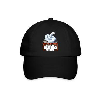 Albino-Kugel Phyton Giftige Schlange Albino-Schlange - Baseballkappe - Schwarz/Schwarz - Vorne
