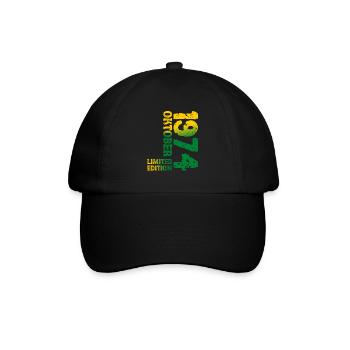 1974 Oktober Limited Edition 49. Geburtstag Deko - Baseballkappe - Schwarz/Schwarz - Vorne