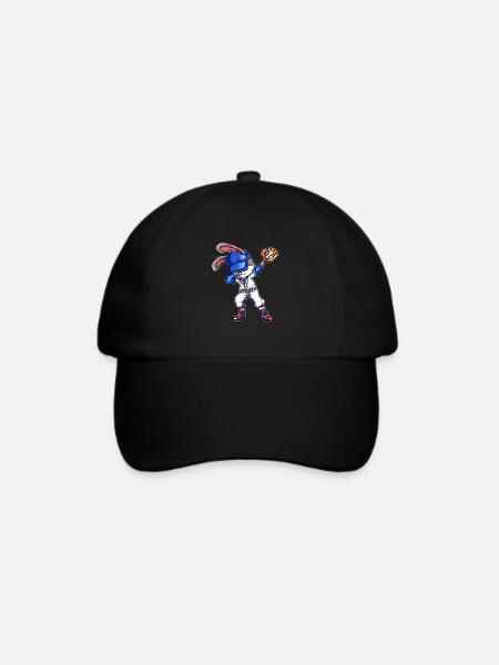 Baseballoutfit mit Hase Kaninchen Baseballspieler - Baseballkappe - Schwarz/Schwarz
