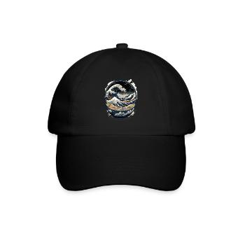 Ramen Hokusai Japanische Kunst Kanagawa Humor - Baseballkappe - Schwarz/Schwarz - Vorne