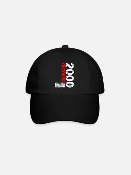 2000 Oktober Limited Edition 23. Geburtstag Deko - Baseballkappe - Schwarz/Schwarz