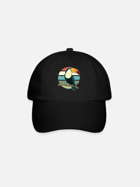 Tukan Wildtier Tier Vogel Retro Vintage Tukan - Baseballkappe - Schwarz/Schwarz