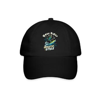 Lustiger Surfer, Der Skelett-strand-stoke-brandung - Baseballkappe - Schwarz/Schwarz - Vorne