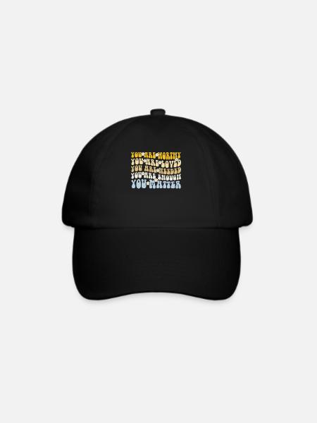 Du bist wichtig, Freundlichkeit, sei freundlich, groovy, psychische Gesundheit - Baseballkappe - Schwarz/Schwarz