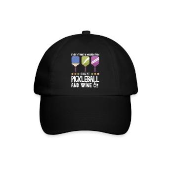 Pickleball und Wein für Pickle Ball, Was That out - Baseballkappe - Schwarz/Schwarz - Vorne