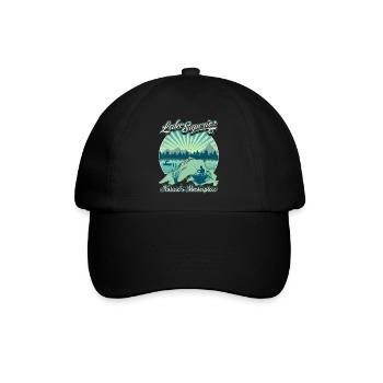 Lake Superior Angler, Fischen Retro Vintage Spruch - Baseballkappe - Schwarz/Schwarz - Vorne