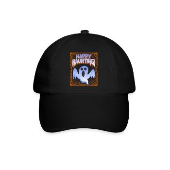 Lustiger Geist, Spruch mit Spinnweben, Spinne, Pun - Baseballkappe - Schwarz/Schwarz - Vorne