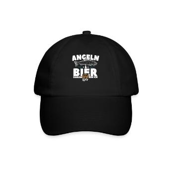 Angeln & Bier Fan - Baseballkappe - Schwarz/Schwarz - Vorne