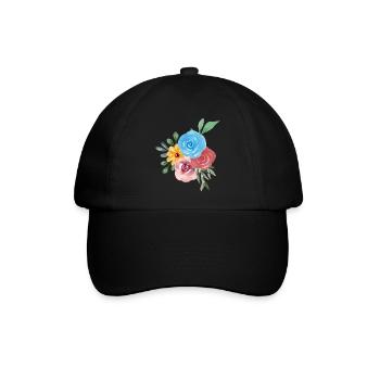 Einfache Aquarellblumen - Baseballkappe - Schwarz/Schwarz - Vorne