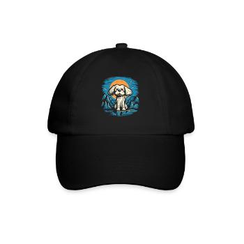Kleiner trauriger Hund - Baseballkappe - Schwarz/Schwarz - Vorne