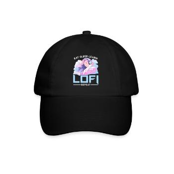 Lofi Music Lover Low Fidelity Japanische Ästhetik - Baseballkappe - Schwarz/Schwarz - Vorne