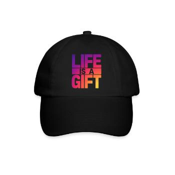 Tropical Vibes: Das Leben ist ein Geschenk - Baseballkappe - Schwarz/Schwarz - Vorne