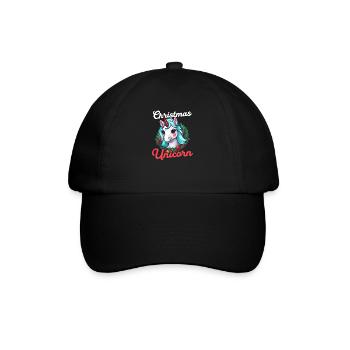 Weihnachten Einhorn Einhorn mit Weihnachtsdeko - Baseballkappe - Schwarz/Schwarz - Vorne
