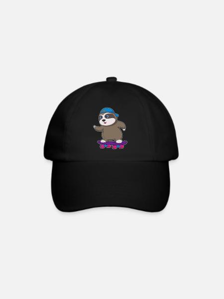 Faultier Skater Skateboard Sport - Baseballkappe - Schwarz/Schwarz