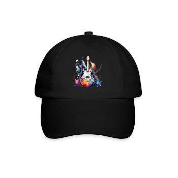 Eine schöne Musik Gitarre gemalt in Wasserfarben - Baseballkappe - Schwarz/Schwarz - Vorne