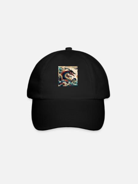 Drache Japanisch - Baseballkappe - Schwarz/Schwarz