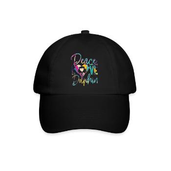 Dolphin Peace Love Dolphin - Baseballkappe - Schwarz/Schwarz - Vorne