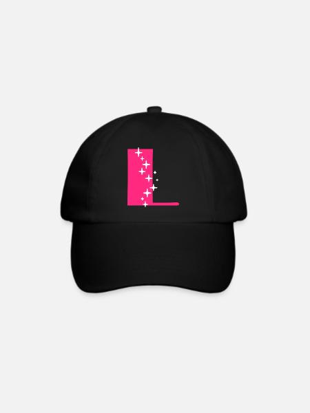 Buchstabe L Glitzer - Baseballkappe - Schwarz/Schwarz