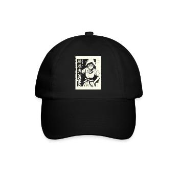 Japanisches Manga Anime Otaku Ninja - Baseballkappe - Schwarz/Schwarz - Vorne