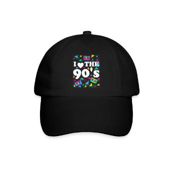 Liebe für 90er Retro Vibes Geschenkidee - Baseballkappe - Schwarz/Schwarz - Vorne